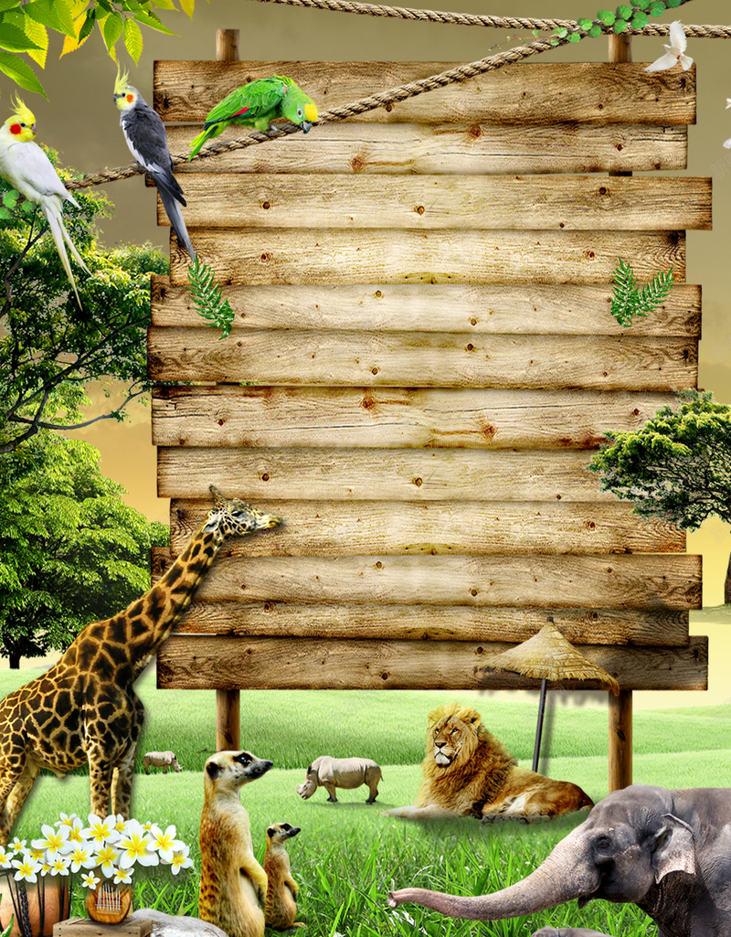 动物园复古宣传海报背景psd设计背景_88icon https://88icon.com 动物园 复古 宣传 棕色