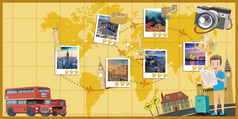 创意地图卡通地图旅游宣传海报背景背景