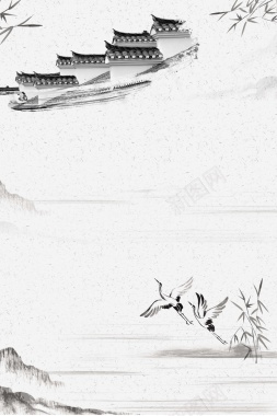 中国风水墨中式地产创意海报psd分层背景背景