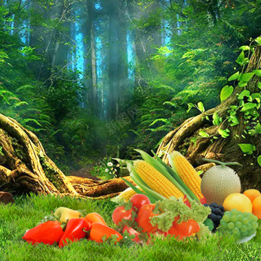 绿色森林生鲜蔬果PSD分层主图背景