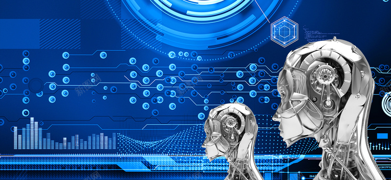 创意机器人商务科技蓝色背景背景