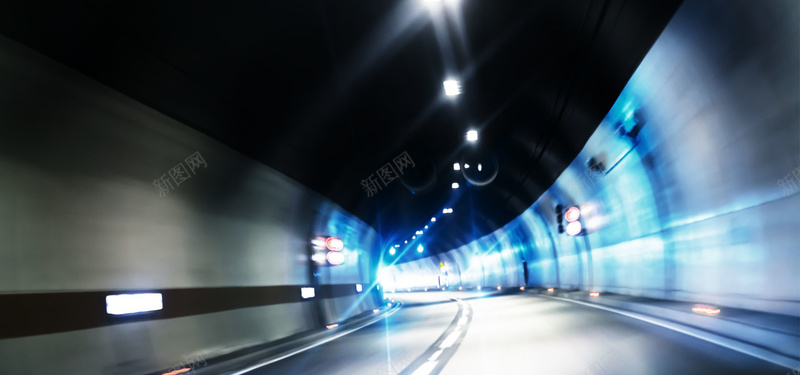 隧道风景蓝色旅游海报背景背景