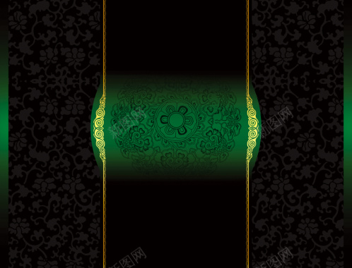 绿色复古花纹质感海报背景模板背景