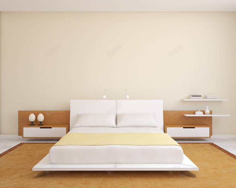 淘宝家居简约双人床jpg设计背景_88icon https://88icon.com 卧室 双人床 宜家 实木床 床 床上用品 效果图 淘宝家居 清新现代 现代 白色 简约