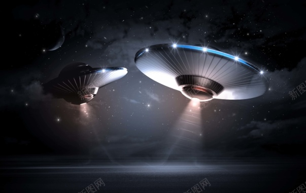 太空飞船飞碟科技海报背景背景