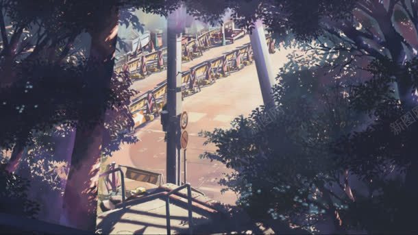 紫色树林街道游戏截图背景