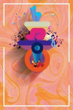 十佳歌手橙色炫酷创意音乐比赛背景高清图片