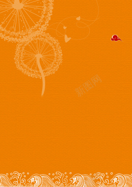 母亲节蒲公英橙色海报背景背景