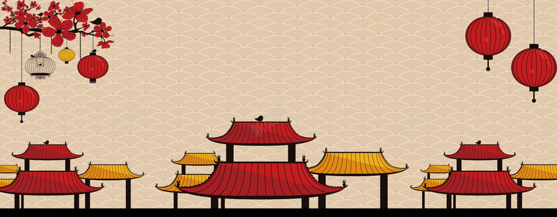 春节纹理质感棕色banner背景背景
