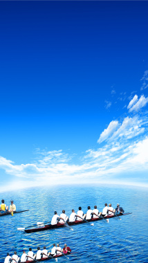 龙舟端午节蓝色背景背景