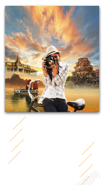 印象越柬旅游度假年假夕阳风景背景