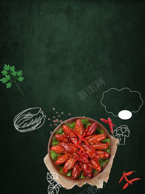 麻辣小龙虾餐厅海报背景背景