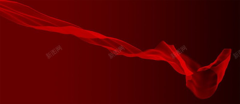 红色丝绸飘带大气淘宝海报banner背景