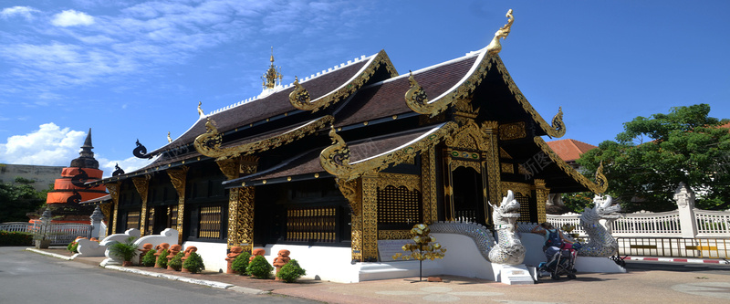 泰国清迈寺旅游海报背景图背景