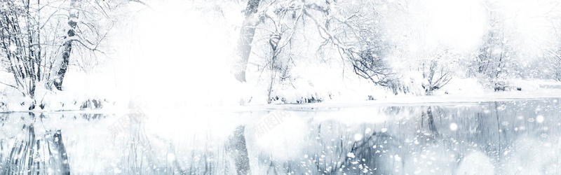 冬季湖面雪景海报背景背景