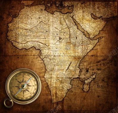 非洲地图与指南针背景
