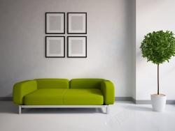 现代主义绿植沙发背景高清图片