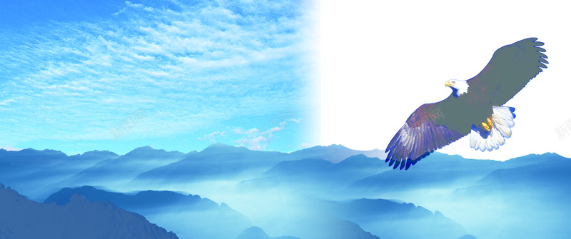 雄鹰展翅飞翔在高山之上的背景背景