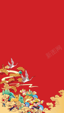 中国风红色新春H5图背景
