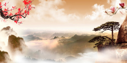 自然遗产黄山旅游宣传海报高清图片
