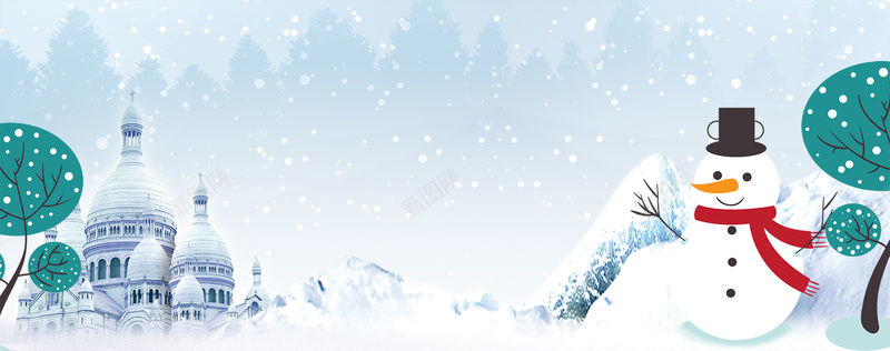 文艺雪人卡通景色雪花蓝色bannerpsd设计背景_88icon https://88icon.com 冬天 冬季 冬季暖歌 冬日暖歌 冬至 大寒 大雪 寒冬 小寒 小雪 立冬 立冬节气 节气 雪 雪景