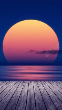 创意海边夕阳风景H5背景背景