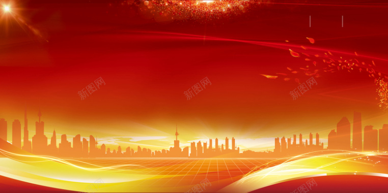 红色大气宏伟周年庆海报背景背景
