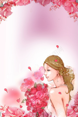 粉红色手绘最美女王节海报背景
