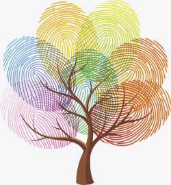彩色指纹树素材