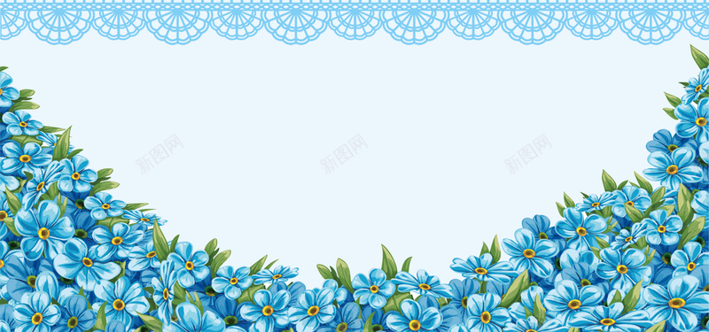 唯美蓝色花朵背景背景