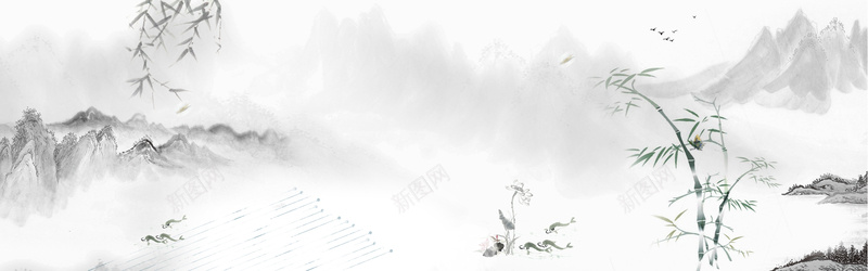 中国山水画风格海报背景