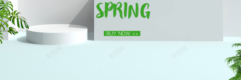 小清新绿色春季淘宝海报背景背景