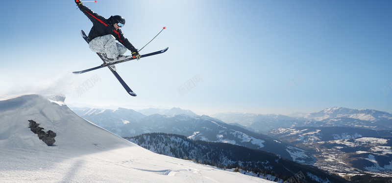 摄影冬天滑雪背景摄影图片