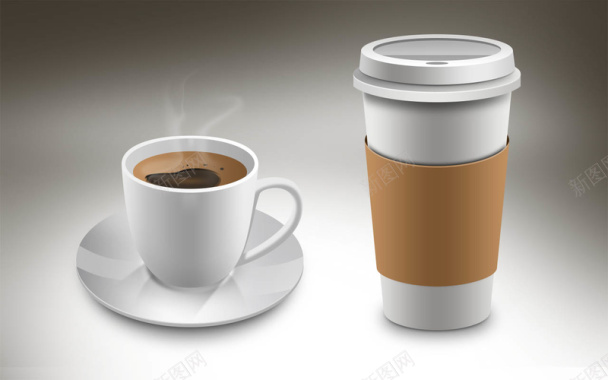 热咖啡及咖啡纸杯海报背景背景