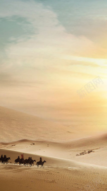 沙漠黄昏H5背景摄影图片