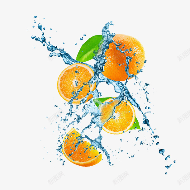 广告动感橙子溅水png免抠素材_88icon https://88icon.com 切开的橙子 动感 动画 广告设计 橙子 海报设计 溅水 绿叶
