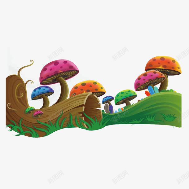 蘑菇和树冠png免抠素材_88icon https://88icon.com 卡通蘑菇 彩色蘑菇 树头 蘑菇