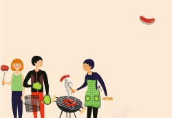 烧烤聚会扁平化家庭烧烤活动海报背景矢量图高清图片