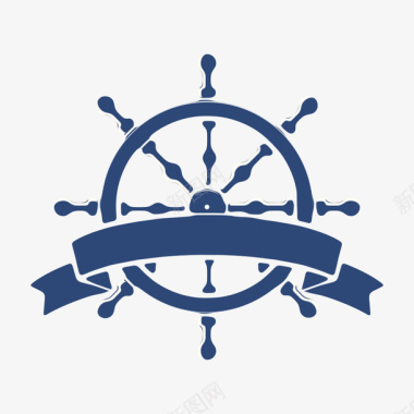 扬帆中国梦蓝色控制方向的丝带logo舵盘图案图标图标