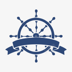 中国造船发明蓝色控制方向的丝带logo舵盘图案图标高清图片