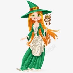 绿色的女巫姑娘素材