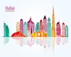 迪拜城市迪拜城市建筑背景模板矢量图高清图片
