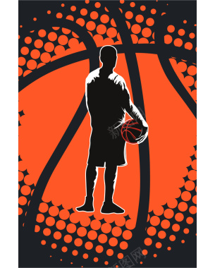 橙色篮球运动海报背景矢量图背景