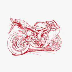 摩托车配件手绘线条摩托车矢量图高清图片