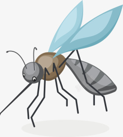 蓝色蚊子一只卡通黑色蚊子矢量图高清图片