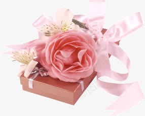 粉色花朵礼盒丝带png免抠素材_88icon https://88icon.com 丝带 礼盒 粉色 花朵