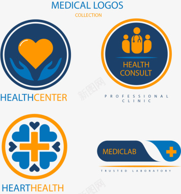 青色医疗图标手绘四个医疗相关图标矢量图图标
