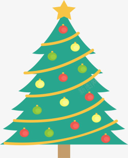 彩色圣诞球圣诞树矢量图素材
