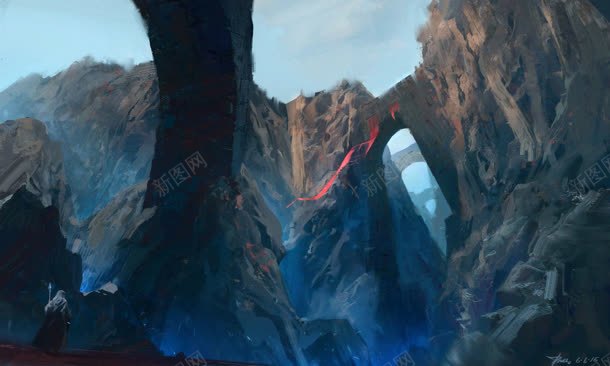 手绘峭壁悬崖插画jpg设计背景_88icon https://88icon.com 峭壁 悬崖 插画