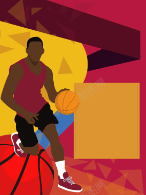 手绘大气NBA球赛海报背景矢量图背景